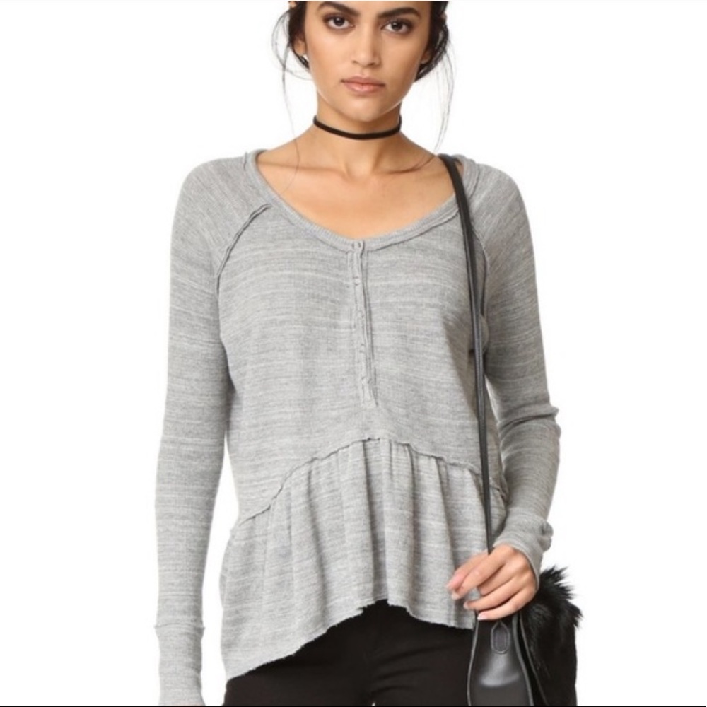 Free People We the Free Coastline Peplum Henley gray medium